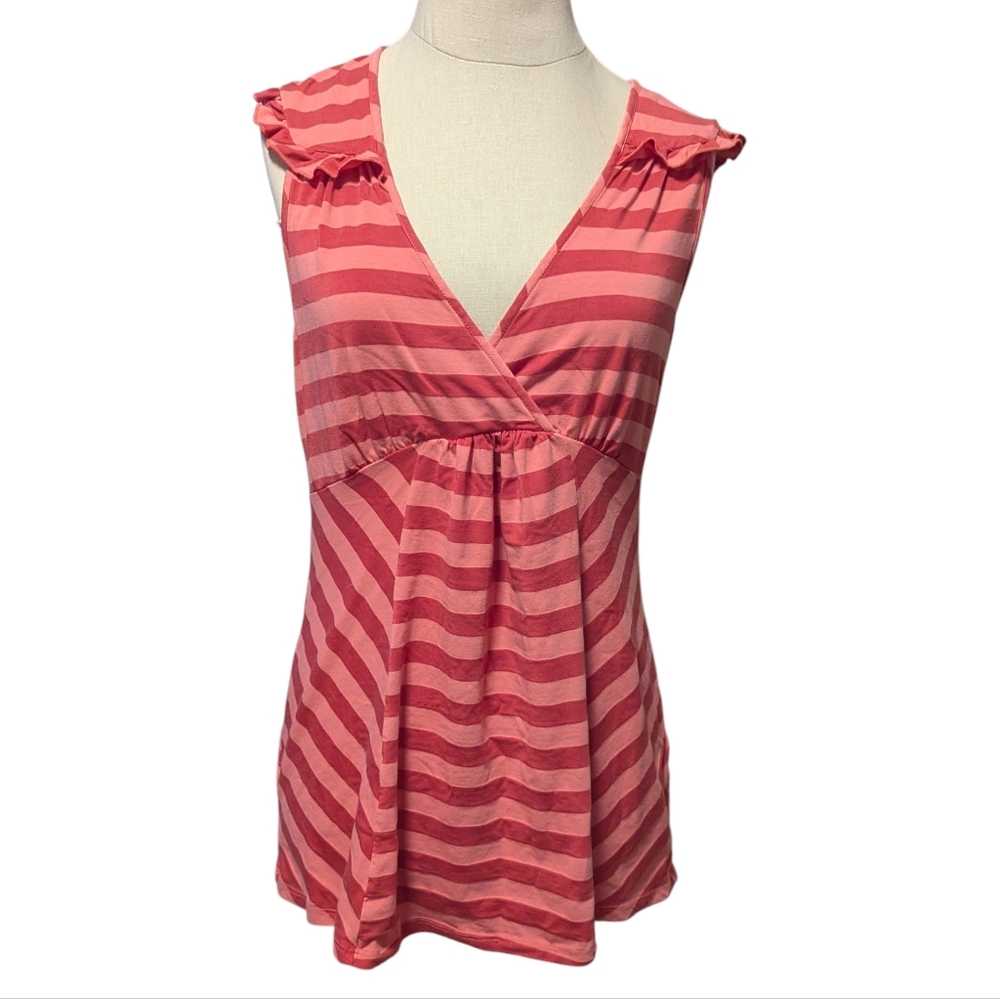Vintage Y2K Style Babydoll Top Striped Boho Ruffle Cap‎ Sleeve Tunic